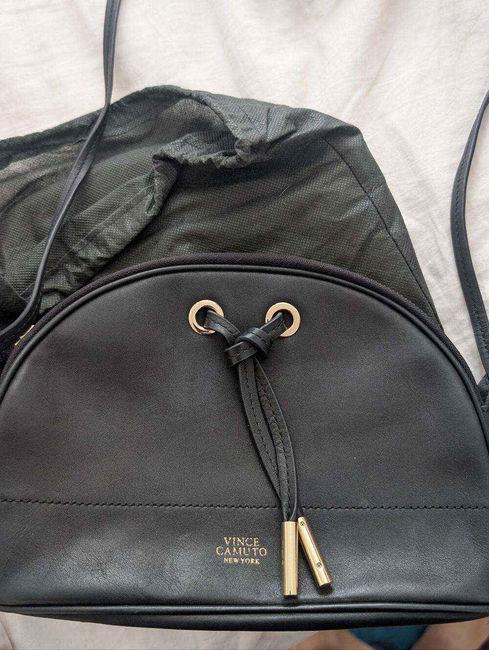 Nwot Vince Camuto Black Dome Crossbody with Gold Accents